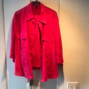 Company Ellen Tracy Hot Pink Linen Shirt and Pants